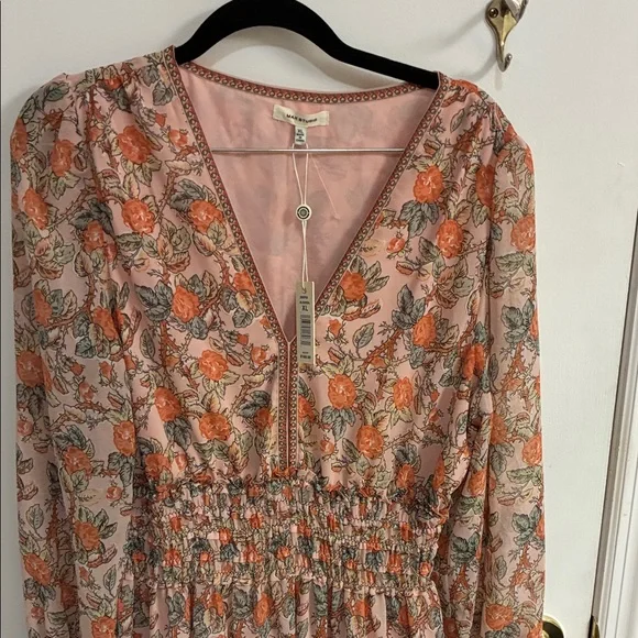 NWT Max Studio Floral Long Sleeve Dress - Pink and Orange in Sz XL - Picture 6 of 14